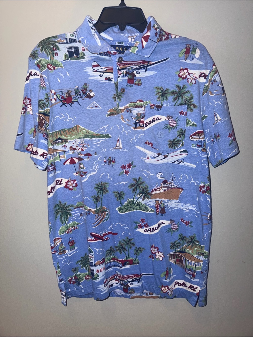 Polo by Ralph Lauren Light Blue Hawaiian Print Polo preppy